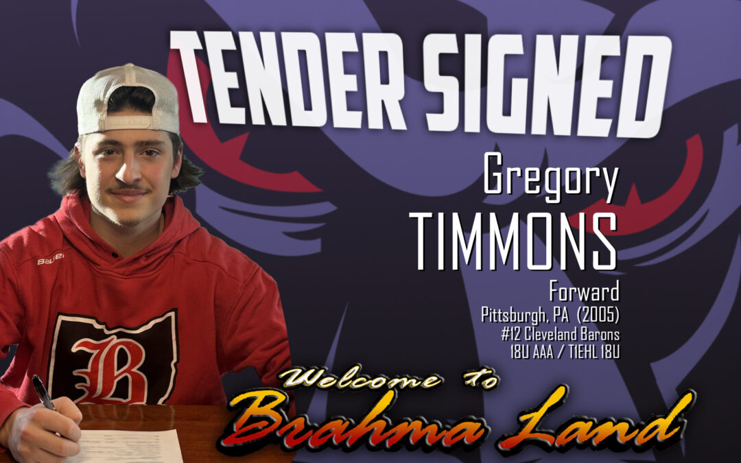 Brahmas Sign Gregory Timmons to Tender Agreement